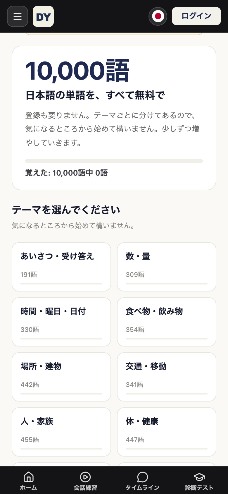 基本単語をテーマごとに分けた一覧(無料・登録不要)