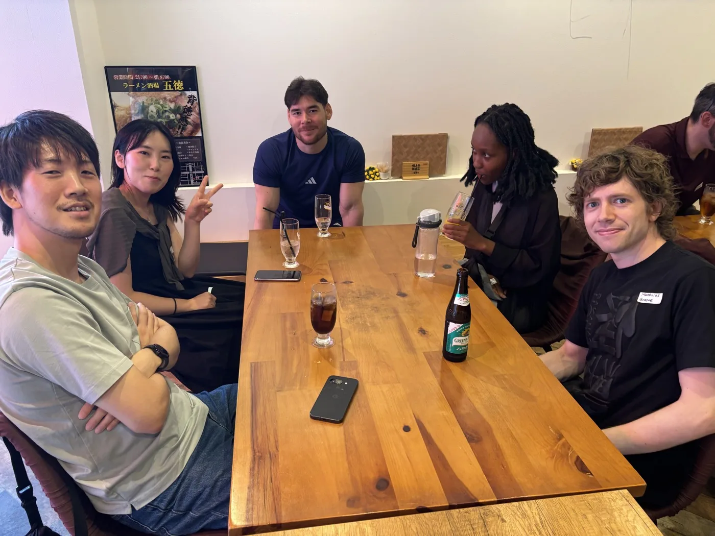 People from different countries around a table at the Fukuoka international meetup