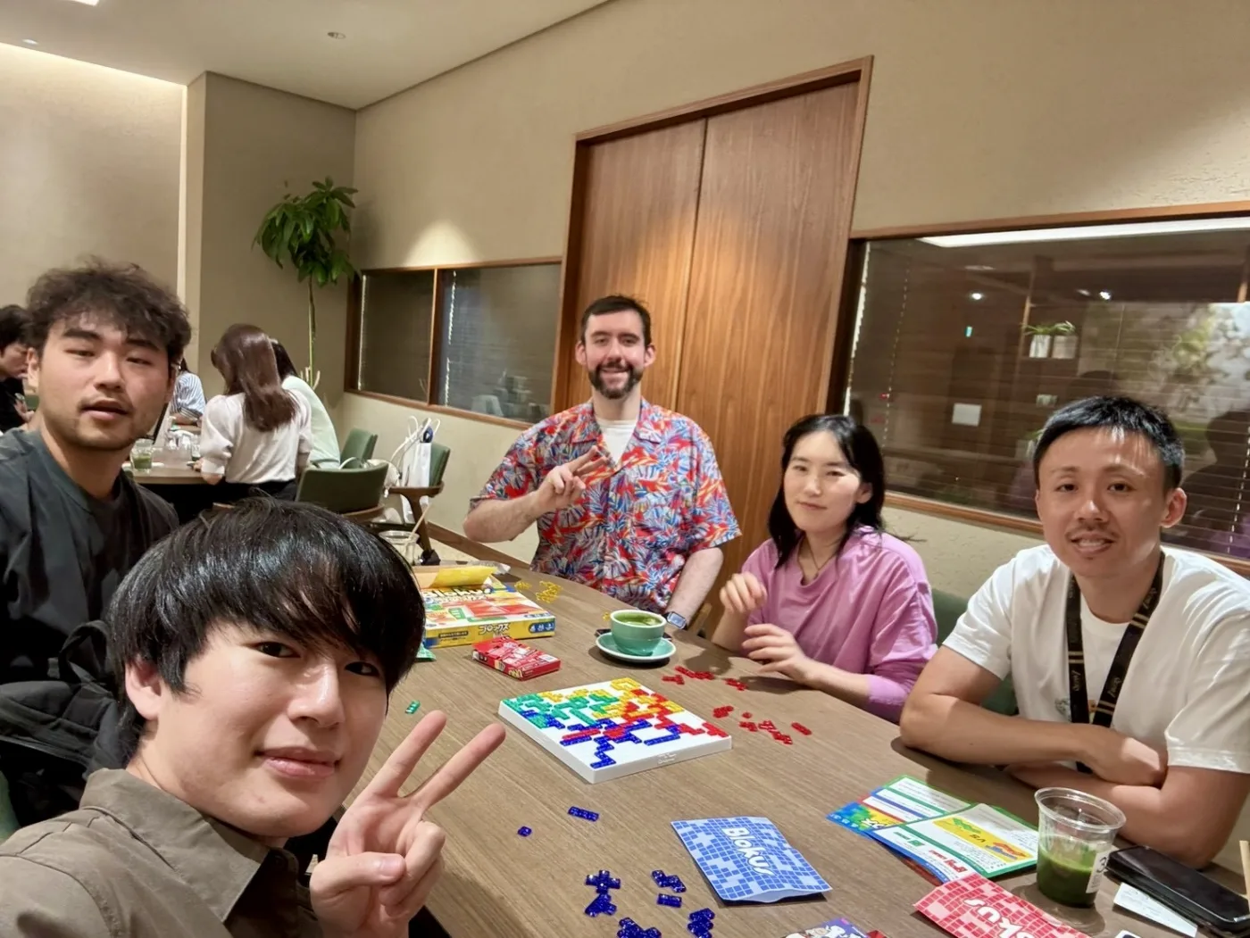 A board game going on at the table