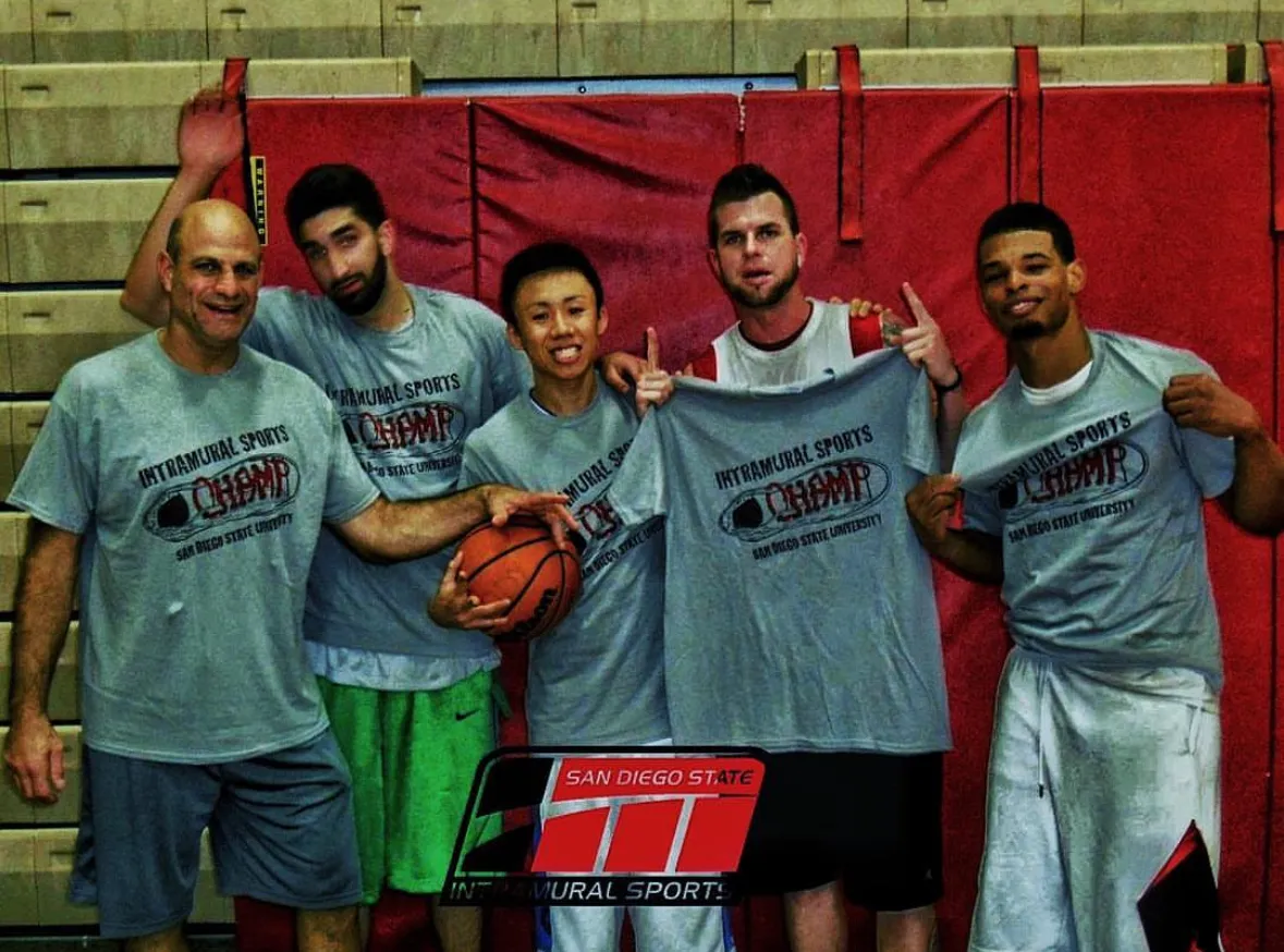 Our team after winning the intramural basketball championship at San Diego State University